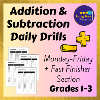 Preview of Addition & Subtraction: Daily Drills | Monday-Friday Worksheets | Fast Finisher