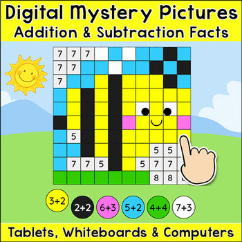 Preview of Digital Spring Color by Addition & Subtraction Mystery Pictures