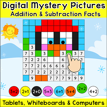 Preview of Color by Addition and Subtraction Mystery Pictures - Digital Winter Math Center