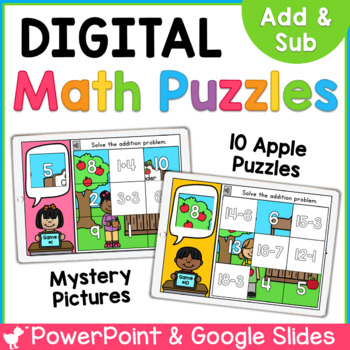 Preview of Addition and Subtraction Apples Digital Puzzles | Google Slides | PowerPoint