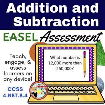 Preview of Addition and Subtraction Easel Assessment - Digital Add & Subtract Activity