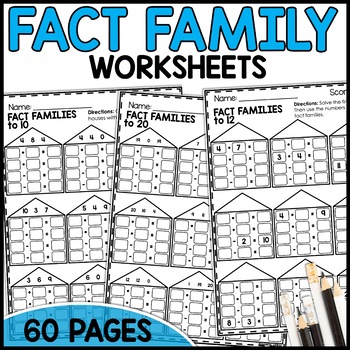 Preview of Fact Family Worksheets First Grade Fact Families Practice within 10 and to 20