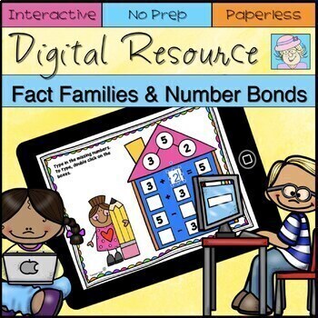Preview of Addition and Subtraction Fact Families Number Bonds 1st Grade Google Classroom