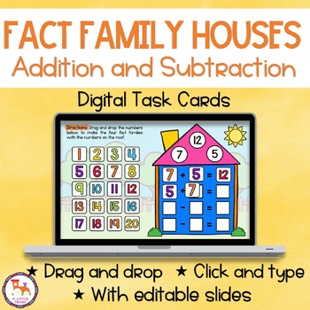 Preview of Addition and Subtraction Fact Families with Digital Slides | Fact Houses