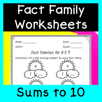 Preview of Related Facts Addition and Subtraction - Single Digit Addition and Subtraction