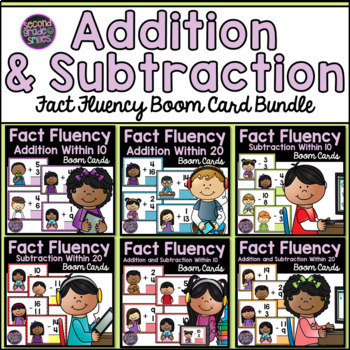 Preview of Addition and Subtraction Boom Cards Fact Fluency Bundle