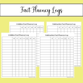 Preview of Addition and Subtraction Fact Fluency Logs