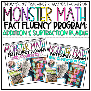 Preview of Addition and Subtraction Fact Fluency -  Monster Math Timed Tests BUNDLE