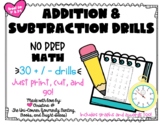 Addition and Subtraction Fact Practice Within 10 and 20 No