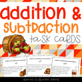 Addition and Subtraction Task Cards - Fall Word Problems