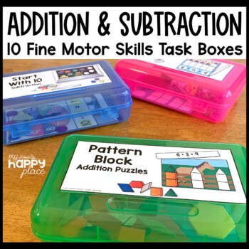Preview of Addition and Subtraction Fine Motor Task Boxes - Morning Tubs - Activities