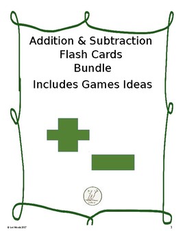 Preview of Addition and Subtraction Flash Card (Games Ideas included)