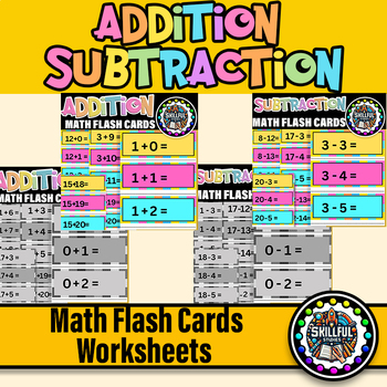 Preview of Addition and Subtraction Flash Cards 0-20 |Fact Strategy Flashcard Bundle