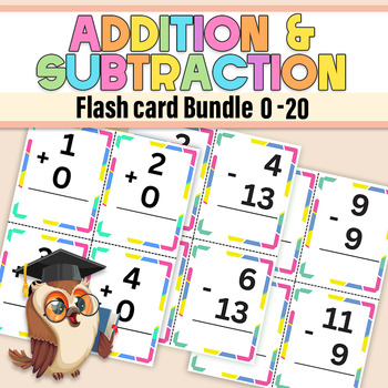 Preview of Addition and Subtraction Flash Cards 0-20 |Fact Strategy Flashcard Bundle