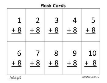 Addition and Subtraction Flash Cards Fact Practice by Dovie Funk