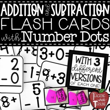 Preview of Addition and Subtraction Flash Cards with Number Dots BUNDLE {with Answers}