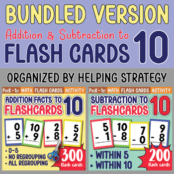 Preview of Addition and Subtraction to 10 Flash Cards Math Facts to 10 Flashcards
