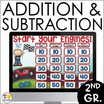 Preview of Addition and Subtraction Activities 2nd Grade Word Problems Math Game Show