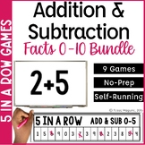 Addition and Subtraction Games Fact Fluency 5 in a Row | M