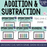 Addition and Subtraction Game Show 3rd Grade Math Test Pre