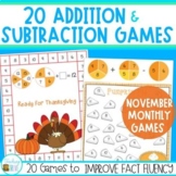 November & Thanksgiving Addition & Subtraction within 20 G