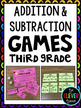 Addition And Subtraction Games For Third Grade By The Clever Teacher