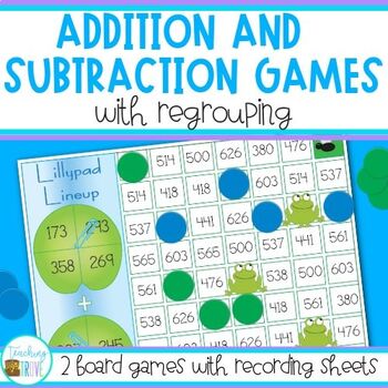 Preview of 3 digit Addition and Subtraction with Regrouping Spring Math Games
