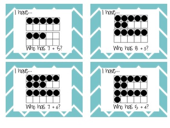 Addition and Subtraction I Have, Who Has and Matching Game with Ten Frames