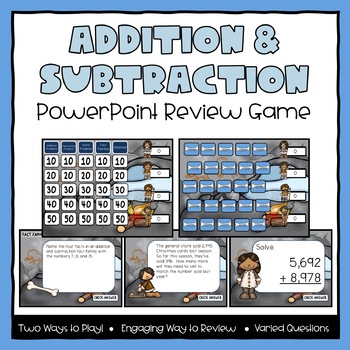 Preview of Addition and Subtraction Jeopardy Math Review Game