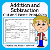 Addition and Subtraction 1st grade Cut and Paste Printables