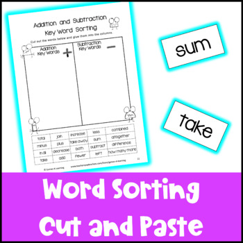 Addition and Subtraction Operations Key Words Posters and Activity Freebie