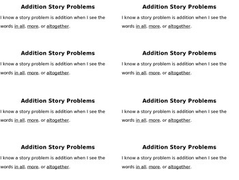 Preview of Addition and Subtraction Story Problems: Kindergarten - 1st Grade