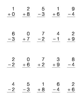 for free pdf worksheets 1 subtraction grade Assessment by Mrs Kindergarten Addition Subtraction and