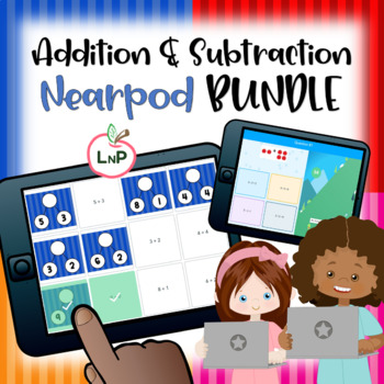 Preview of Addition and Subtraction Kindergarten Math Centers Bundle using Nearpod