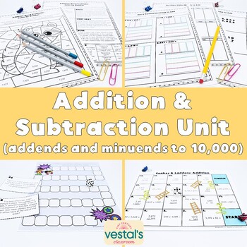 Preview of Add and Subtract Lesson Plans - Addends and Minuends to 10,000 (Math SOL 4.CE.1)