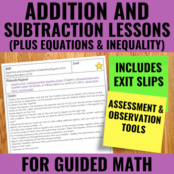 Preview of Addition and Subtraction Lessons for Guided Math | 2020 Ontario Math and CCSS