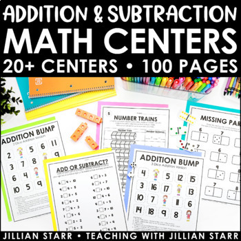 Preview of Addition and Subtraction Math Centers - Activities and Games