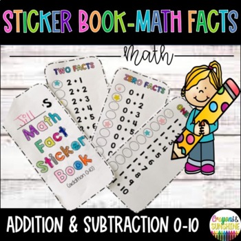 Preview of Addition and Subtraction Math Fact Sticker Book and Flash Cards