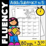 Addition and Subtraction Math Facts Fluency Kindergarten