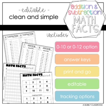 Preview of Addition and Subtraction Math Facts