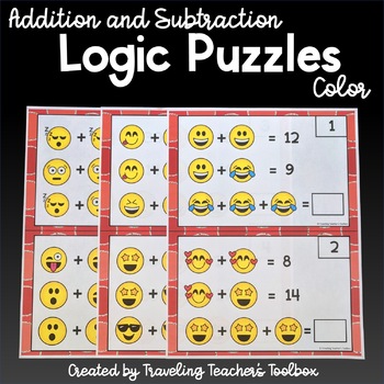 Preview of Addition and Subtraction Math Logic Puzzles with Color