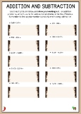 Addition and Subtraction Math Problems