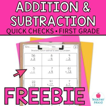 Preview of Addition and Subtraction Math Quick Checks FREEBIE