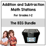 Addition and Subtraction Math Stations Bundle for Fact Flu