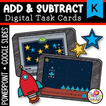 Preview of Addition and Subtraction Math Task Cards on Digital Google Slides & PowerPoint