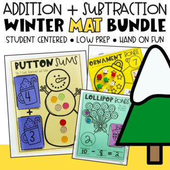 Preview of Addition and Subtraction Mats for Winter (Kindergarten Centers)