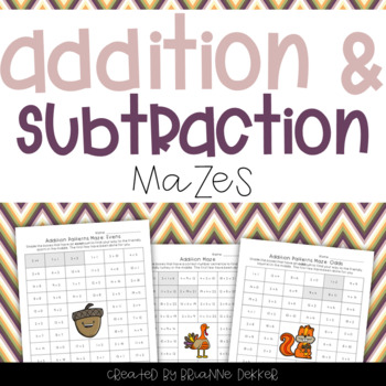 Preview of Addition and Subtraction Maze Worksheets