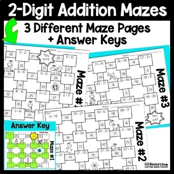 addition and subtraction mazes bundle by caffeine queen teacher tpt