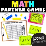 Addition and Subtraction Math Partner Game - within 20 Pra