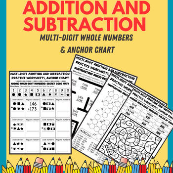 Preview of Addition and Subtraction Multi-Digit Whole Numbers 4.NBT.4 | Anchor Chart